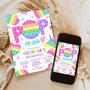 editable pop it birthday party invitation pop it birthday party pastel rainbow pop it fidget toy party pop it party 6