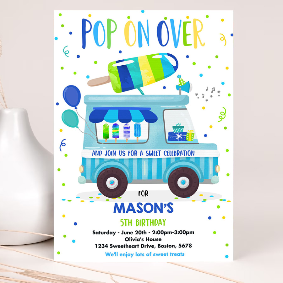 editable popsicle birthday invitation pop on over popsicle party popsicle truck party invitation ice cream truck party invitation 2