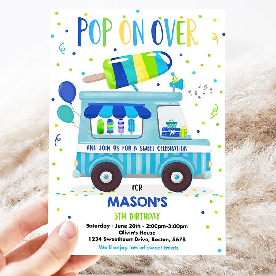 editable popsicle birthday invitation pop on over popsicle party popsicle truck party invitation ice cream truck party invitation 3