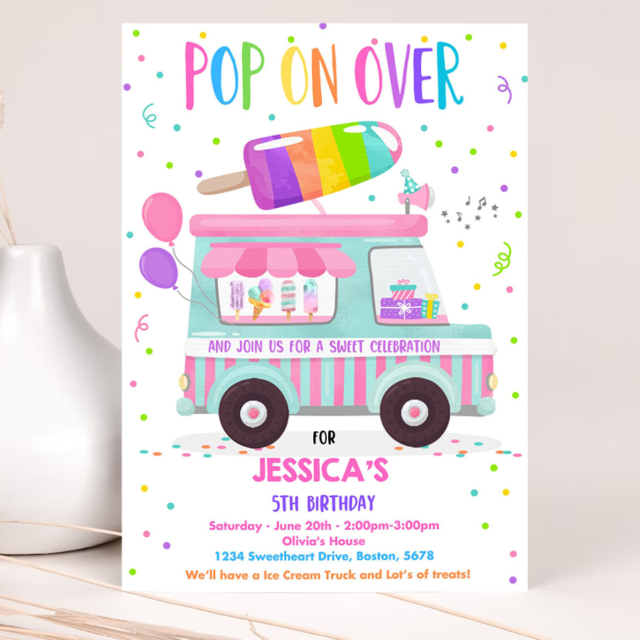 editable popsicle birthday invitation pop on over popsicle party popsicle truck party invitation ice cream truck party invite 2