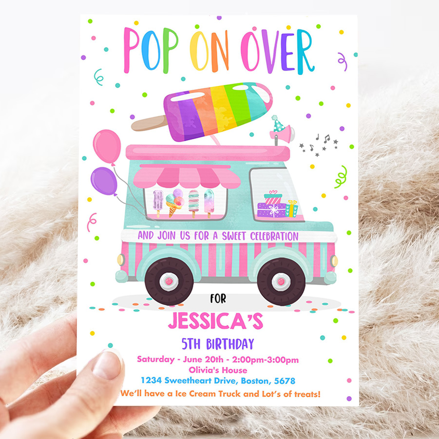 editable popsicle birthday invitation pop on over popsicle party popsicle truck party invitation ice cream truck party invite 3