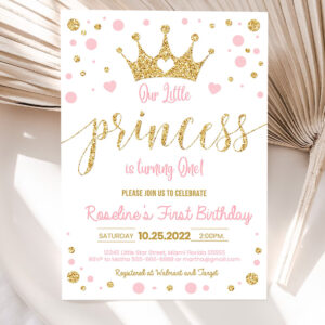 editable princess birthday invitation pink and gold little princess invitations party first gold girl invite 5