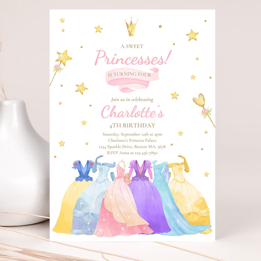 editable princess birthday invitation princess dress up invitation magical whimsical royal princess party invitation 2