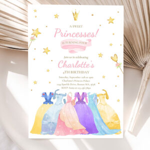 editable princess birthday invitation princess dress up invitation magical whimsical royal princess party invitation 5