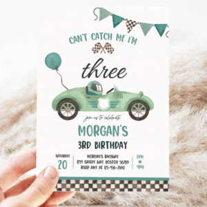 editable race car 3rd birthday invitation cant catch me im three race car 3rd birthday party invitation 3