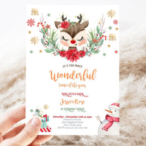 editable reindeer birthday invitation girl christmas reindeer birthday invitation north pole christmas party 3
