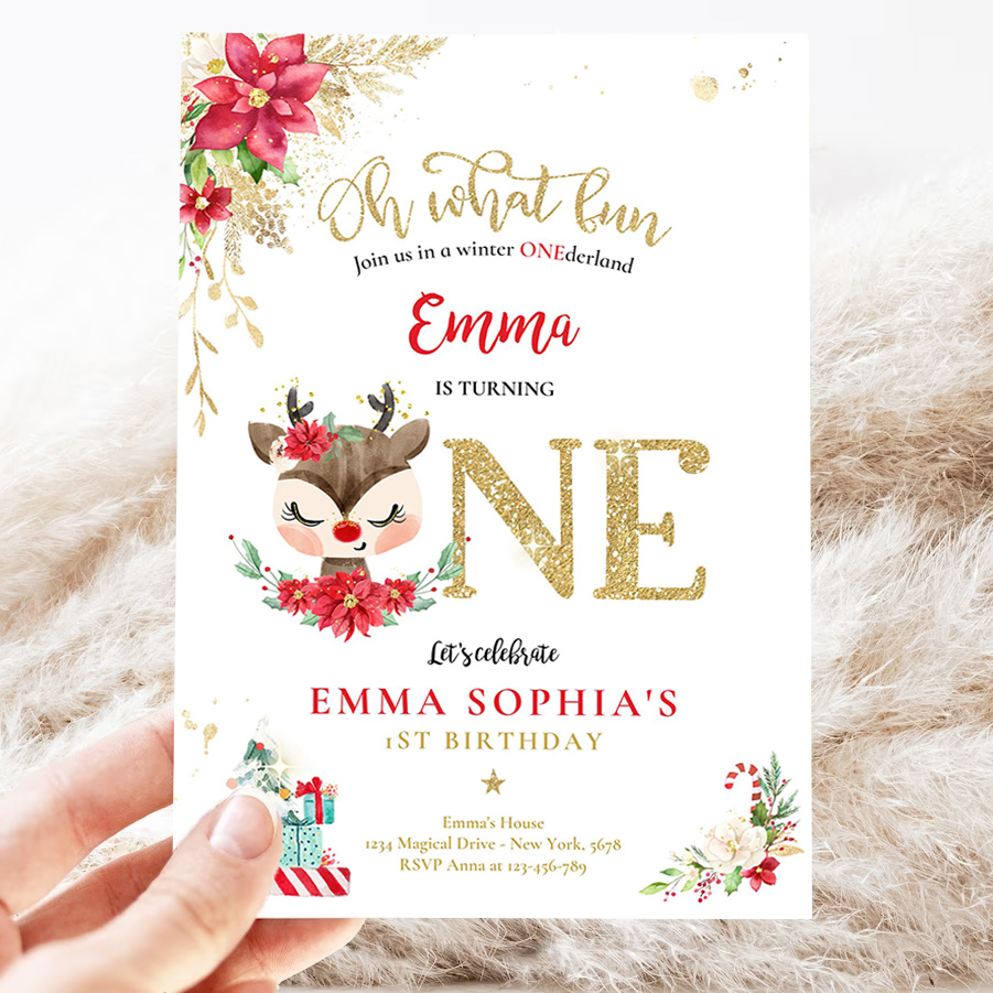 editable reindeer winter onederland birthday invitation reindeer christmas 1st birthday invite christmas 1st birthday 3