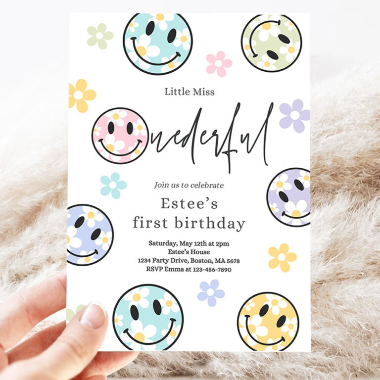 editable smiley daisy face birthday party pastel daisy little miss onederful 1st birthday happy face party 3