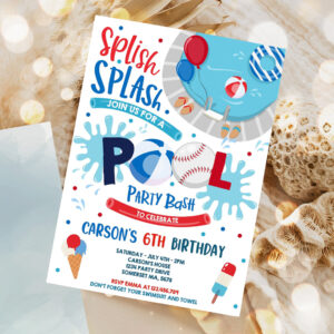 editable soccer pool party invitation sports summer pool party sports pool bbq birthday party pool party birthday 1