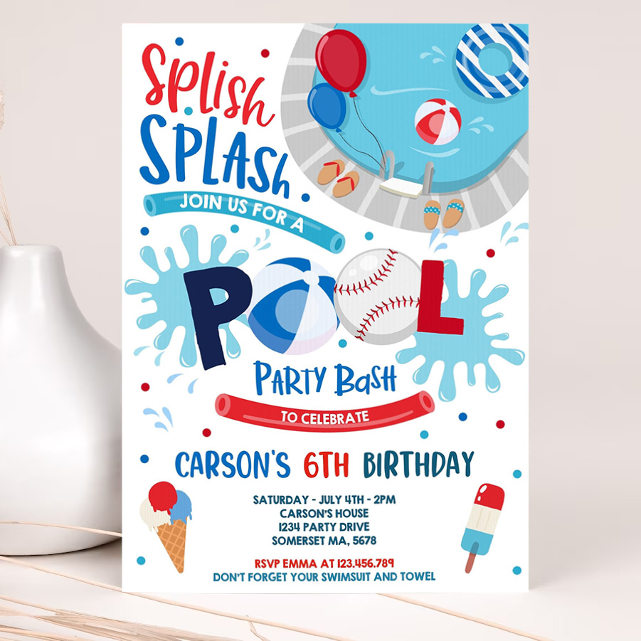 editable soccer pool party invitation sports summer pool party sports pool bbq birthday party pool party birthday 2