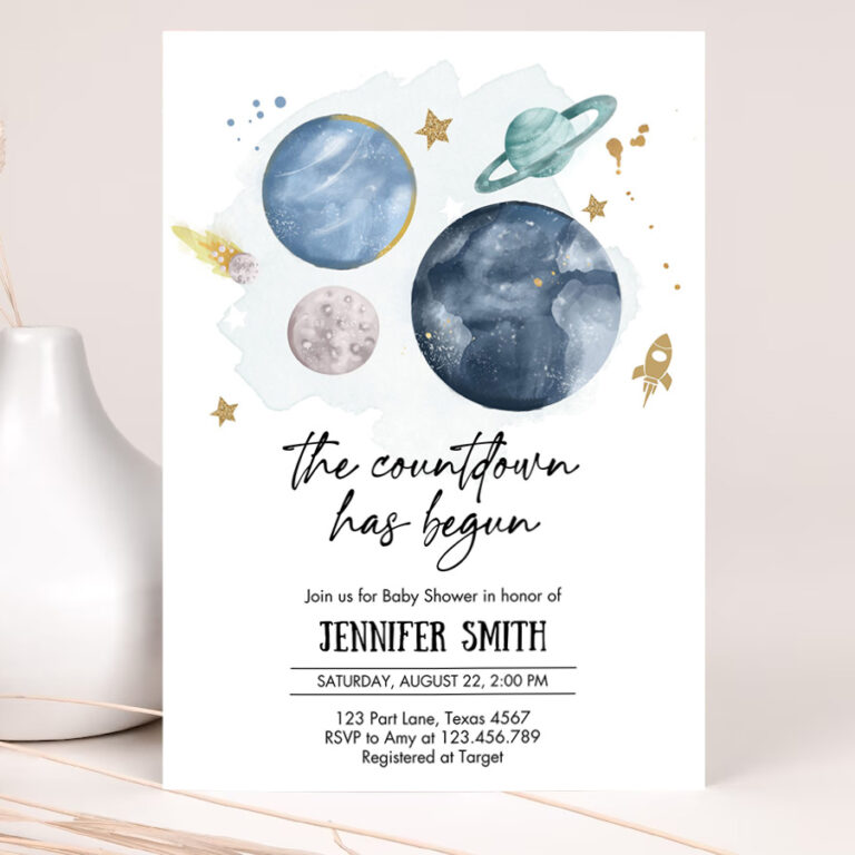 editable space baby shower invitation galaxy outer space its a boy blue planets moon countdown invite 2