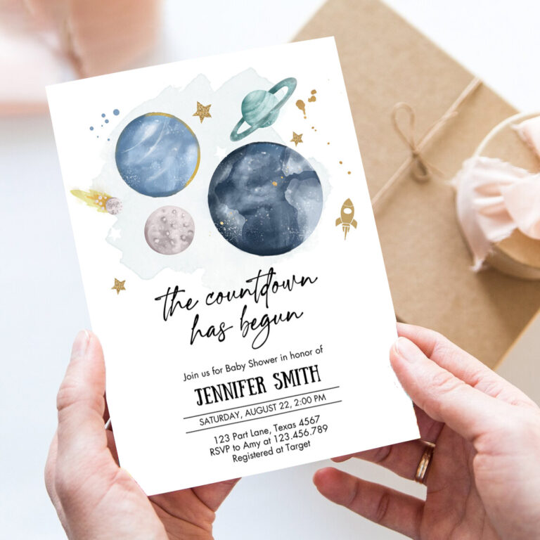 editable space baby shower invitation galaxy outer space its a boy blue planets moon countdown invite 7