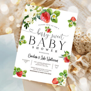 editable strawberry baby shower invitation berry sweet baby shower invite berry sweet baby shower invite printable 5