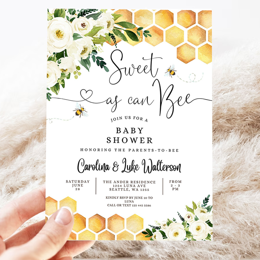 editable sweet as can bee baby shower invitation gender neutral mommy to bee shower invite printable template 3