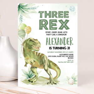 editable three rex invitation boy dinosaur birthday invitationthree rex birthday three rex invite printable boy party template 2