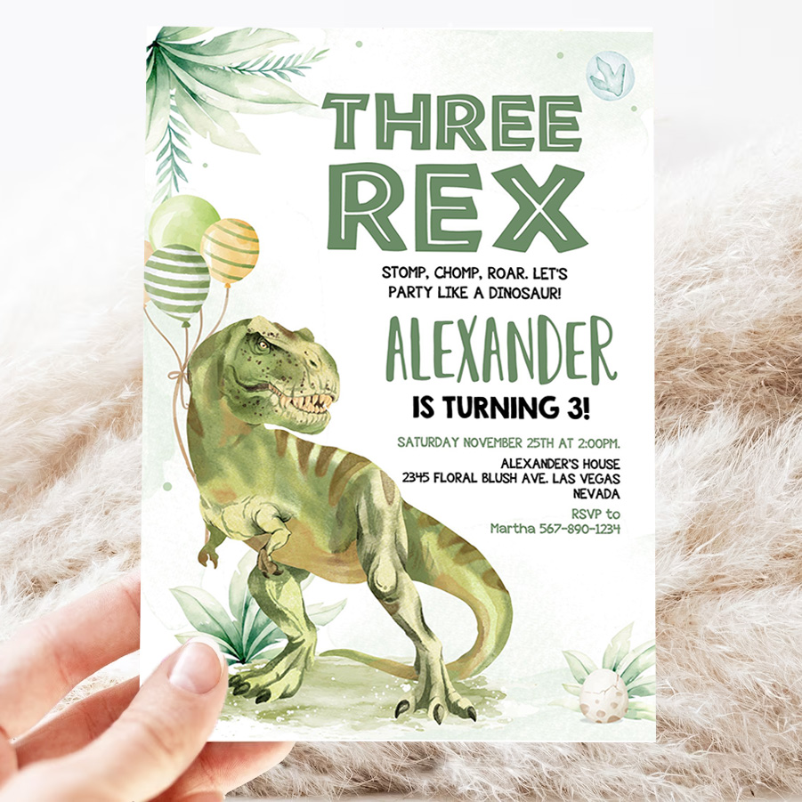 editable three rex invitation boy dinosaur birthday invitationthree rex birthday three rex invite printable boy party template 3