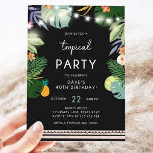 editable tropical birthday invitation tropical party adult birthday man woman palm leaves hawaiian party invite 3
