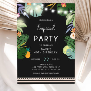 editable tropical birthday invitation tropical party adult birthday man woman palm leaves hawaiian party invite 5