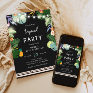 editable tropical birthday invitation tropical party adult birthday man woman palm leaves hawaiian party invite 6