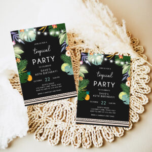 editable tropical birthday invitation tropical party adult birthday man woman palm leaves hawaiian party invite 7