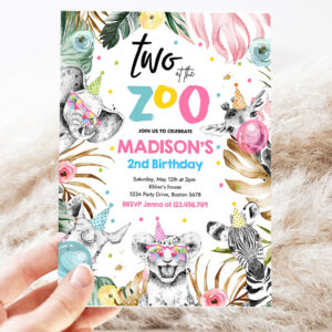 editable two at the zoo birthday invitation safari animals invite jungle safari animal 2nd birthday party 3
