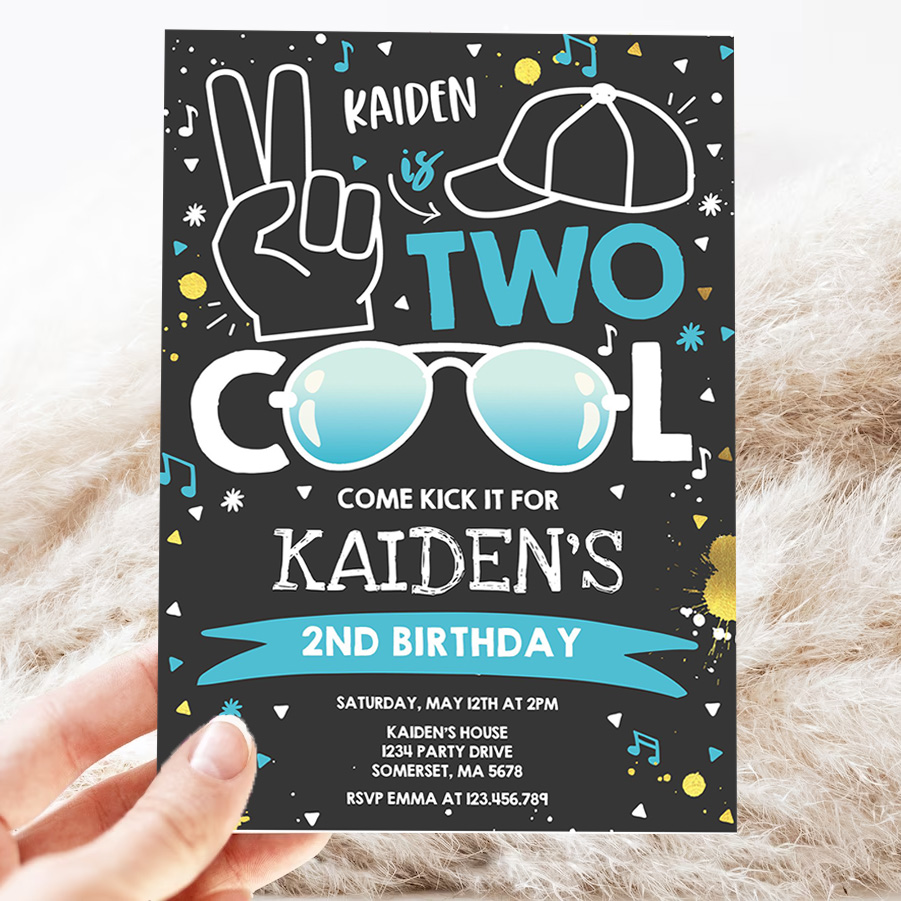 editable two cool birthday invitation two cool party boy 2nd birthday party im two cool blue sunglasses birthday party invitation 3