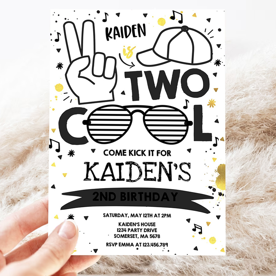 editable two cool birthday invitation two cool party boys 2nd birthday party im two cool sunglasses birthday party 3