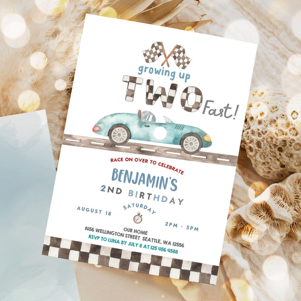 editable two fast birthday invitation 2nd birthday race car birthday invitation car race birthday party invite 1
