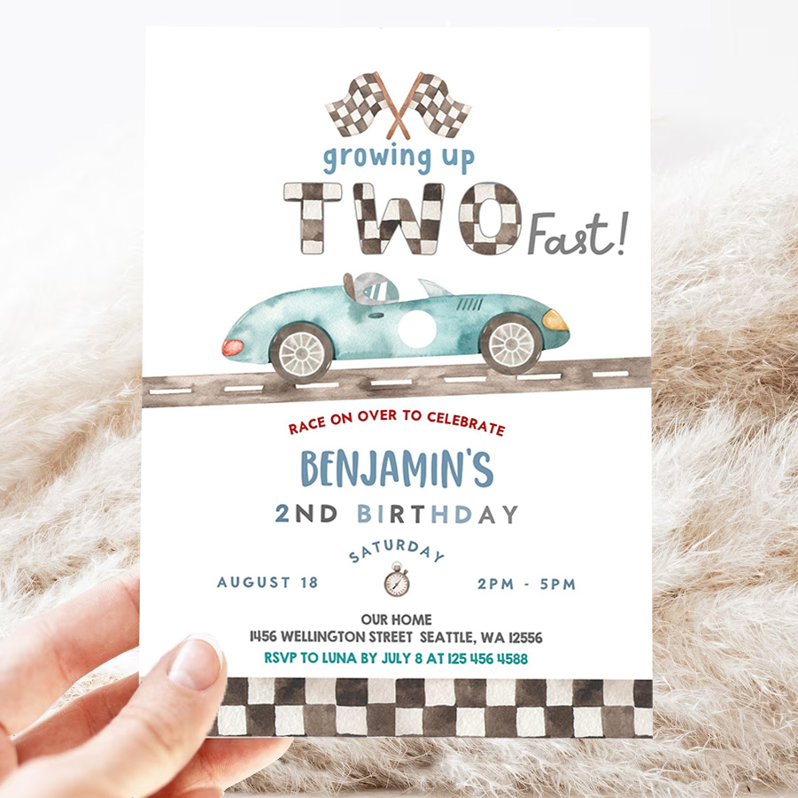 editable two fast birthday invitation 2nd birthday race car birthday invitation car race birthday party invite 3