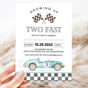 editable two fast birthday invitation race car 2nd birthday invite racing car vintage racecar printable template 3