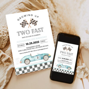 editable two fast birthday invitation race car 2nd birthday invite racing car vintage racecar printable template 6