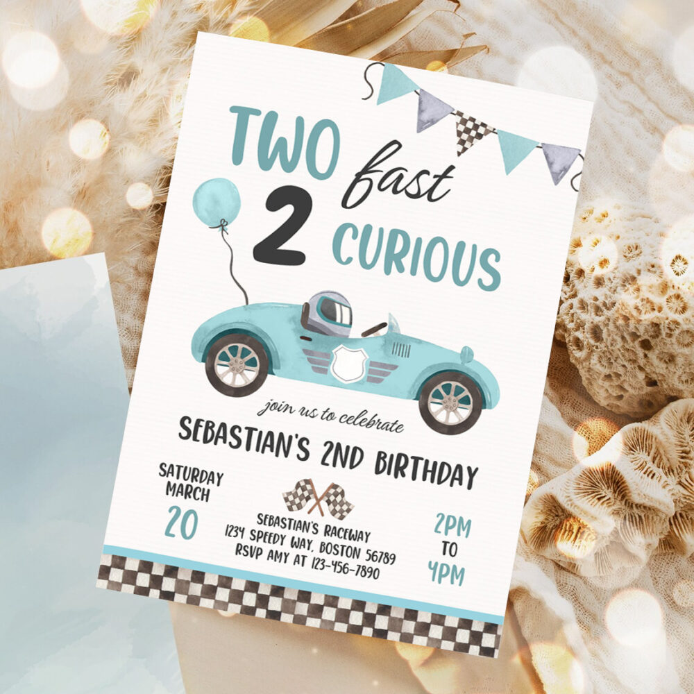 editable two fast birthday invitation two fast boy race car 2nd birthday party invite two fast 2 curious race car invitation 1