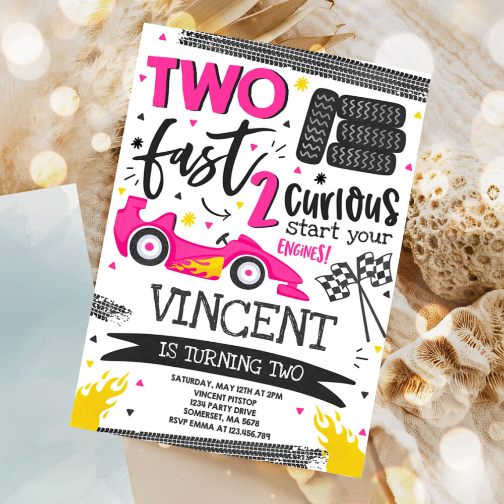 editable two fast birthday invitation two fast race car 2nd birthday party invite two fast 2 curious pink race car party 1