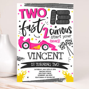 editable two fast birthday invitation two fast race car 2nd birthday party invite two fast 2 curious pink race car party 2