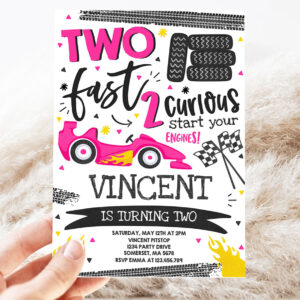editable two fast birthday invitation two fast race car 2nd birthday party invite two fast 2 curious pink race car party 3