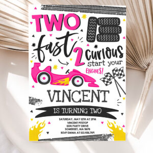 editable two fast birthday invitation two fast race car 2nd birthday party invite two fast 2 curious pink race car party 5