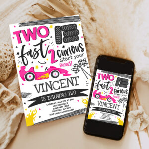 editable two fast birthday invitation two fast race car 2nd birthday party invite two fast 2 curious pink race car party 6