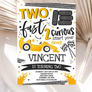 editable two fast birthday invitation two fast race car 2nd birthday party invite two fast 2 curious yellow car party 5