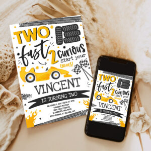 editable two fast birthday invitation two fast race car 2nd birthday party invite two fast 2 curious yellow car party 6