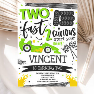 editable two fast birthday invitation two fast race car 2nd birthday party two fast 2 curious green race car party 5