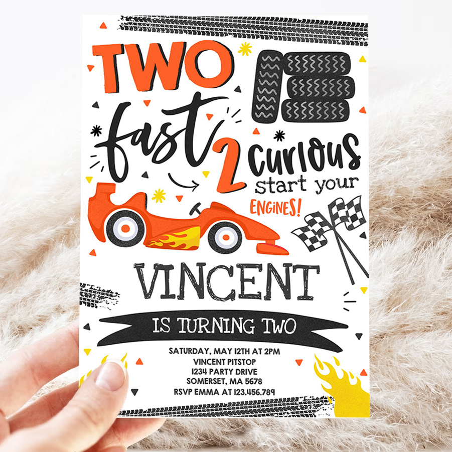 editable two fast birthday invitation two fast race car 2nd birthday party two fast 2 curious orange race car party 3