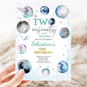 editable two infinity and beyond space birthday invitation boy outer space birthday rocket space planets galaxy party 3