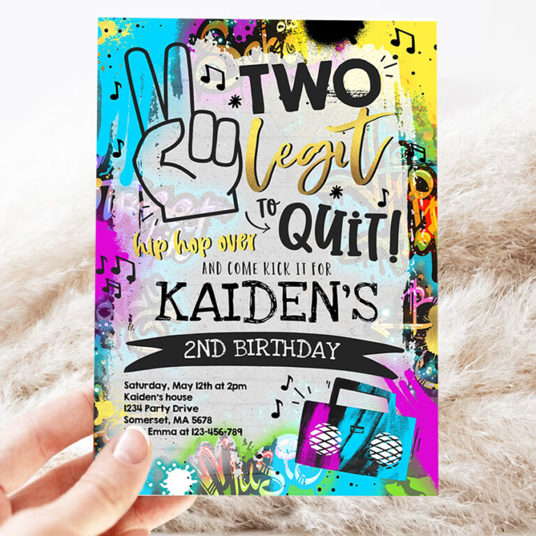 editable two legit to quit birthday party invitation hip hop 2nd birthday party 90s hip hop birthday party graffiti party 3