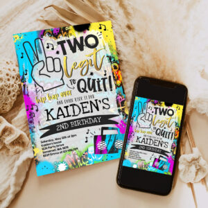 editable two legit to quit birthday party invitation hip hop 2nd birthday party 90s hip hop birthday party graffiti party 6