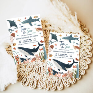 editable two the sea 2nd birthday party invitation under the sea 2nd birthday whale shark sea life party 7