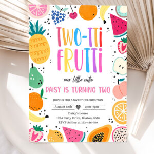 editable two tti frutti birthday party invitation two tti frutti 2nd birthday tutti frutti tropical summer party fruit party 5