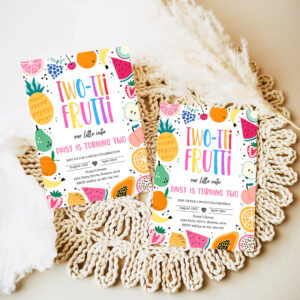 editable two tti frutti birthday party invitation two tti frutti 2nd birthday tutti frutti tropical summer party fruit party 7