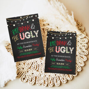 editable ugly sweater party invitation rustic christmas ugly sweater invitation eat drink and be ugly sweater party invite 6
