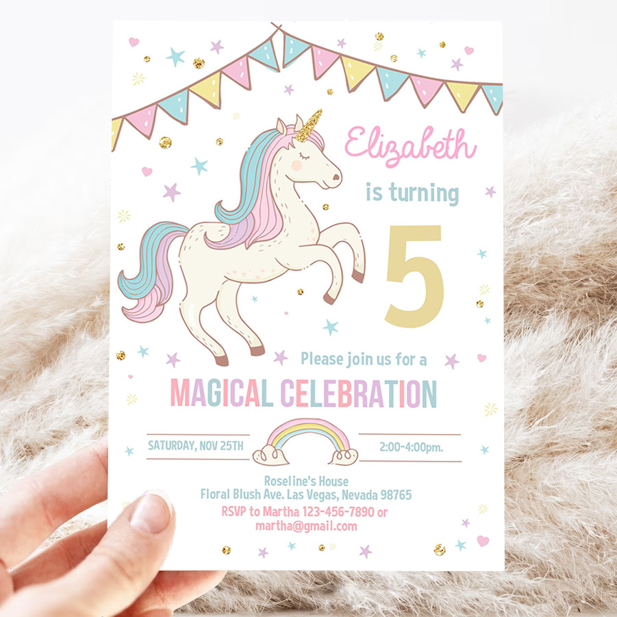 editable unicorn invitation unicorn party unicorn birthday magical unicorn invite 3