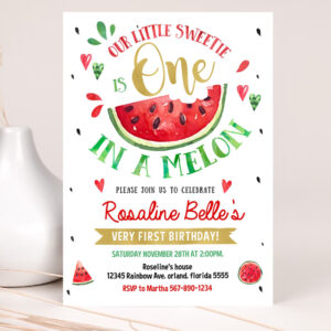 editable watermelon invitation birthday invitations red watermelon party one in a melon 1st birthday invite 2